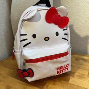 Hello Kitty Sanrio Mini Backpack White Faux Leather Bow